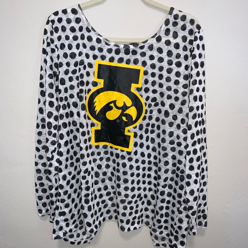 Iowa Hawks polkadot blouse